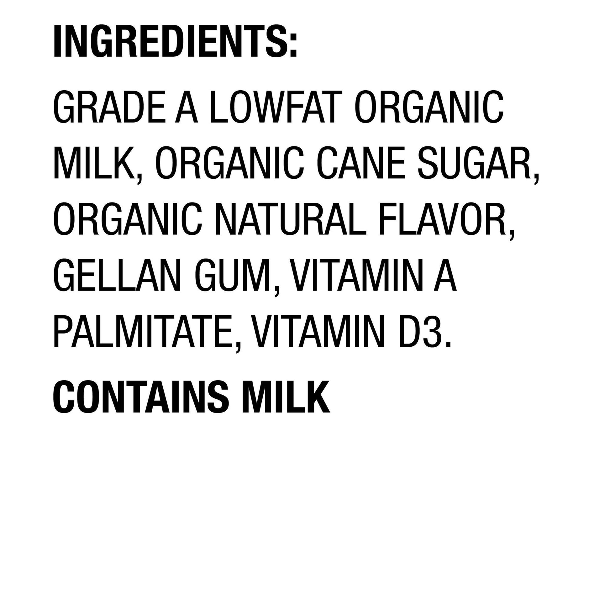 * Organic Low Fat Vanilla Milk