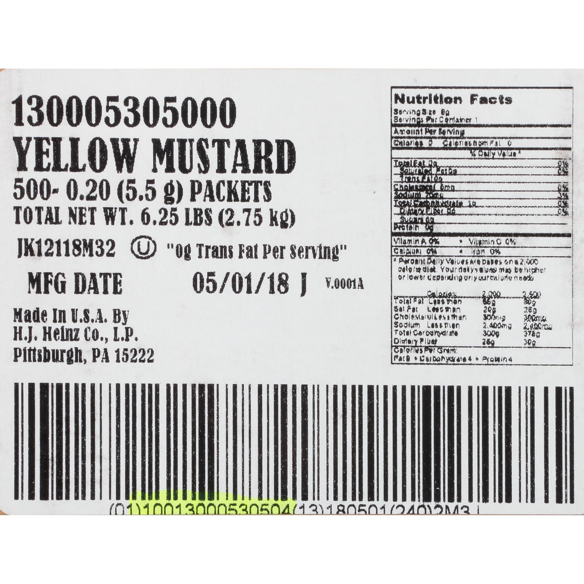 * Yellow Mustard Packets