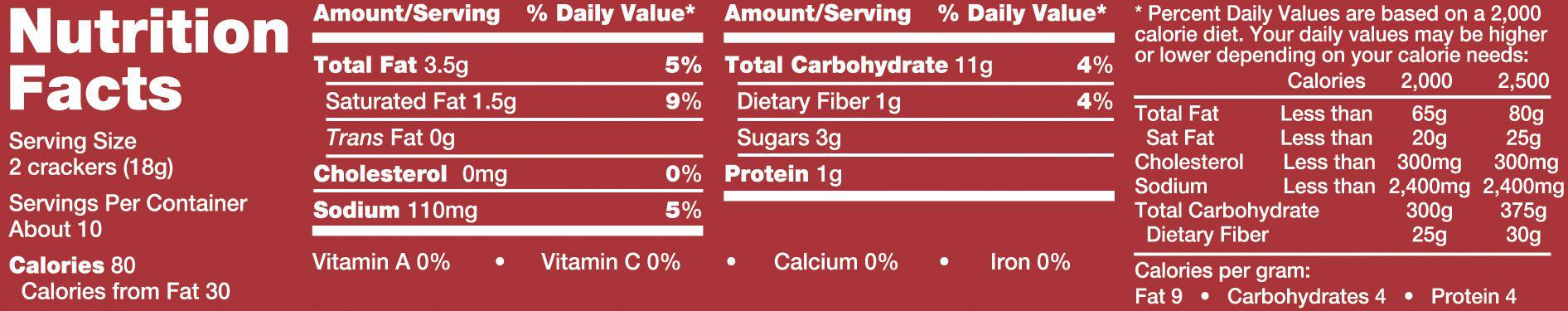 * Carrs Whole Wheat Crackers