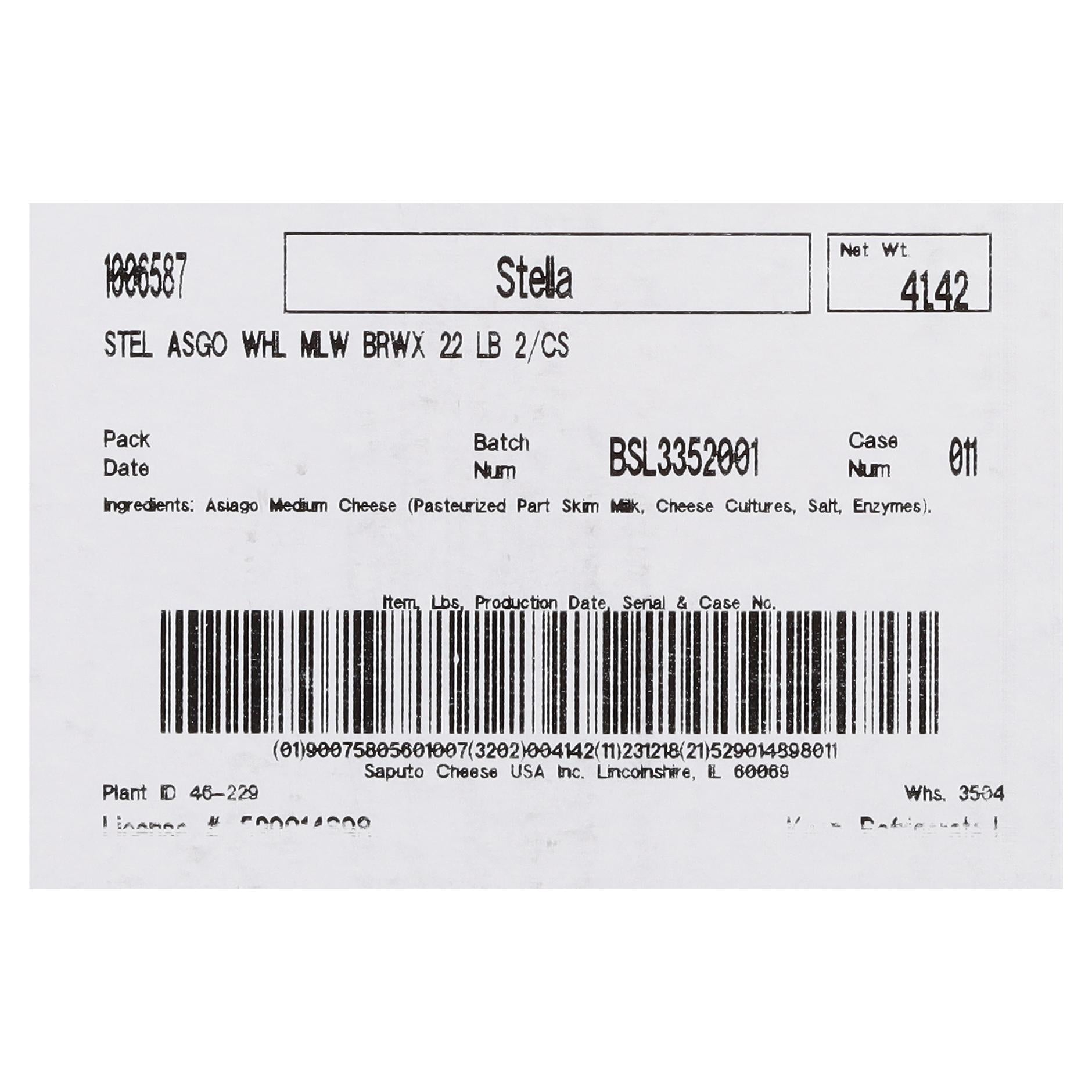 Asiago Mellow Brown Wax Cheese