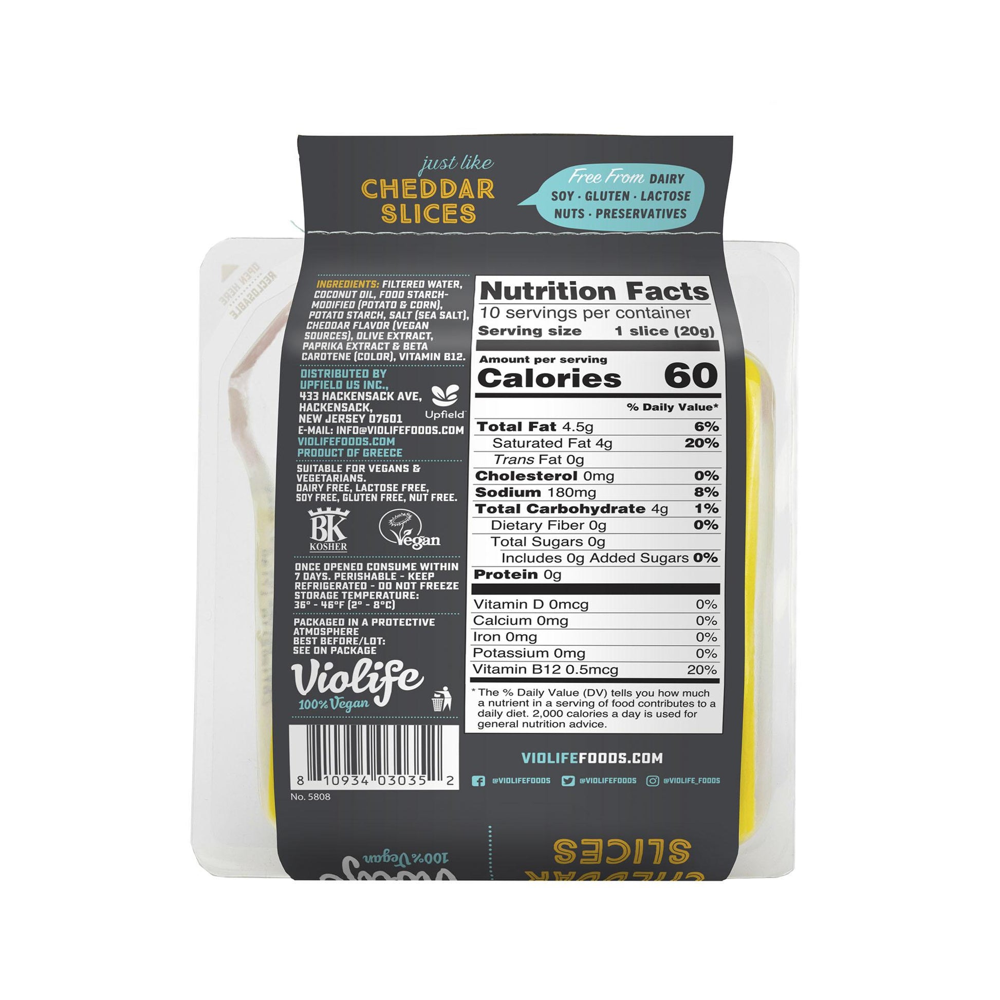 Vegan Cheddar Cheese Slices
