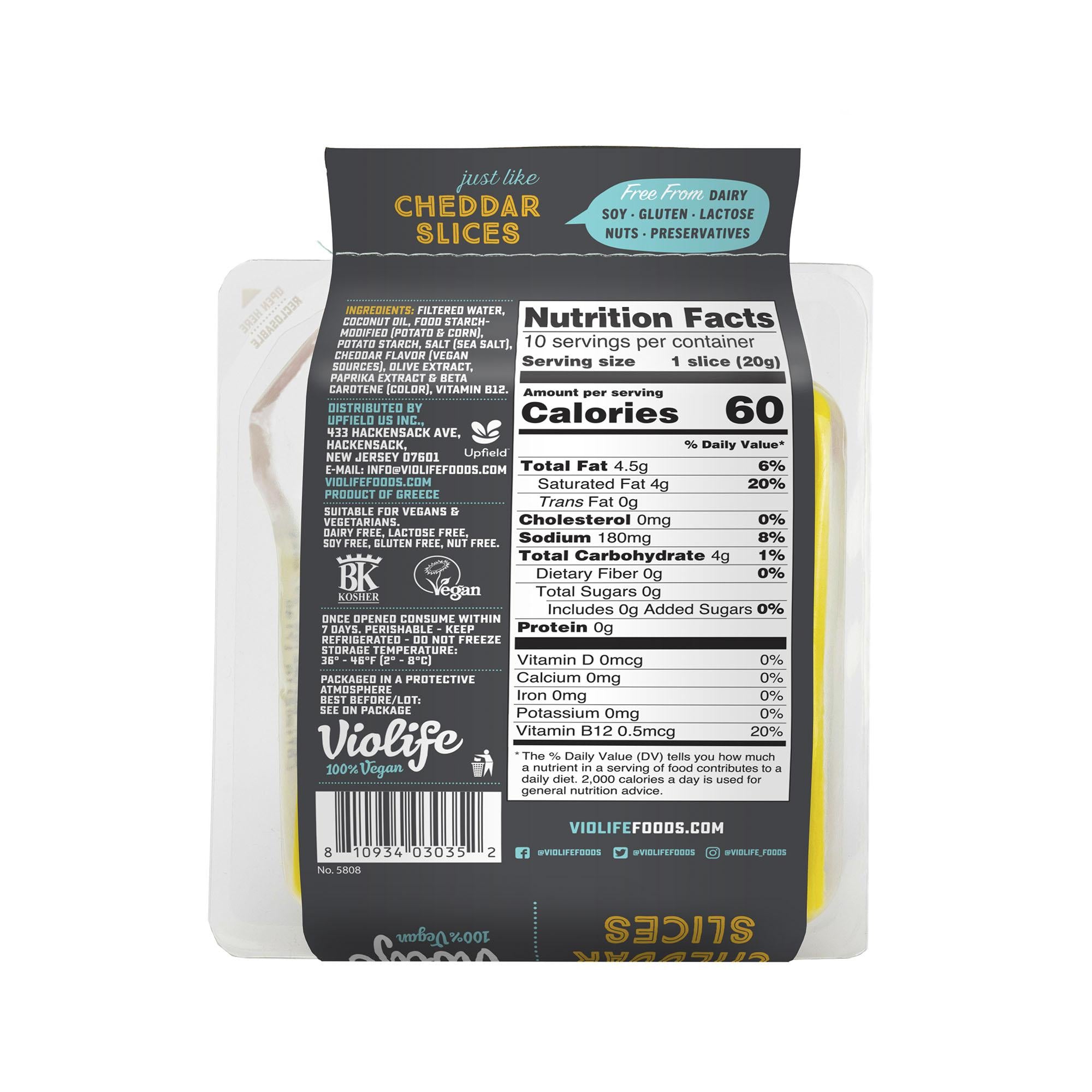Vegan Cheddar Cheese Slices