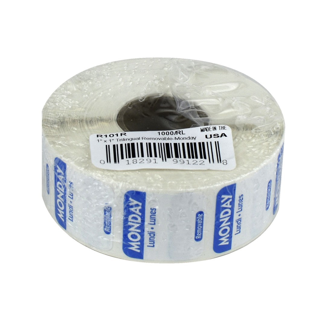 Monday 1 Inch Removable Labels