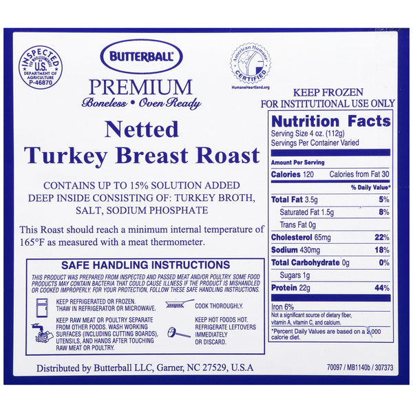 * Netted Raw Boneless Turkey Breast