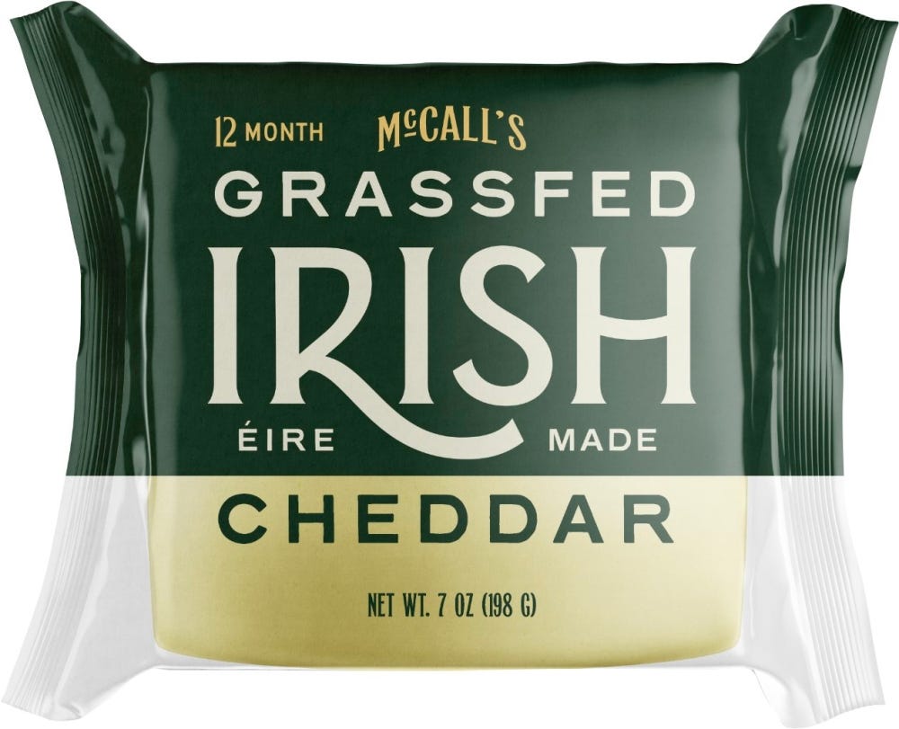 12 Month Aged Vintage Grassfed Irish Cheddar Cuts