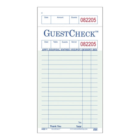 16 Line Single Pad Guest Check