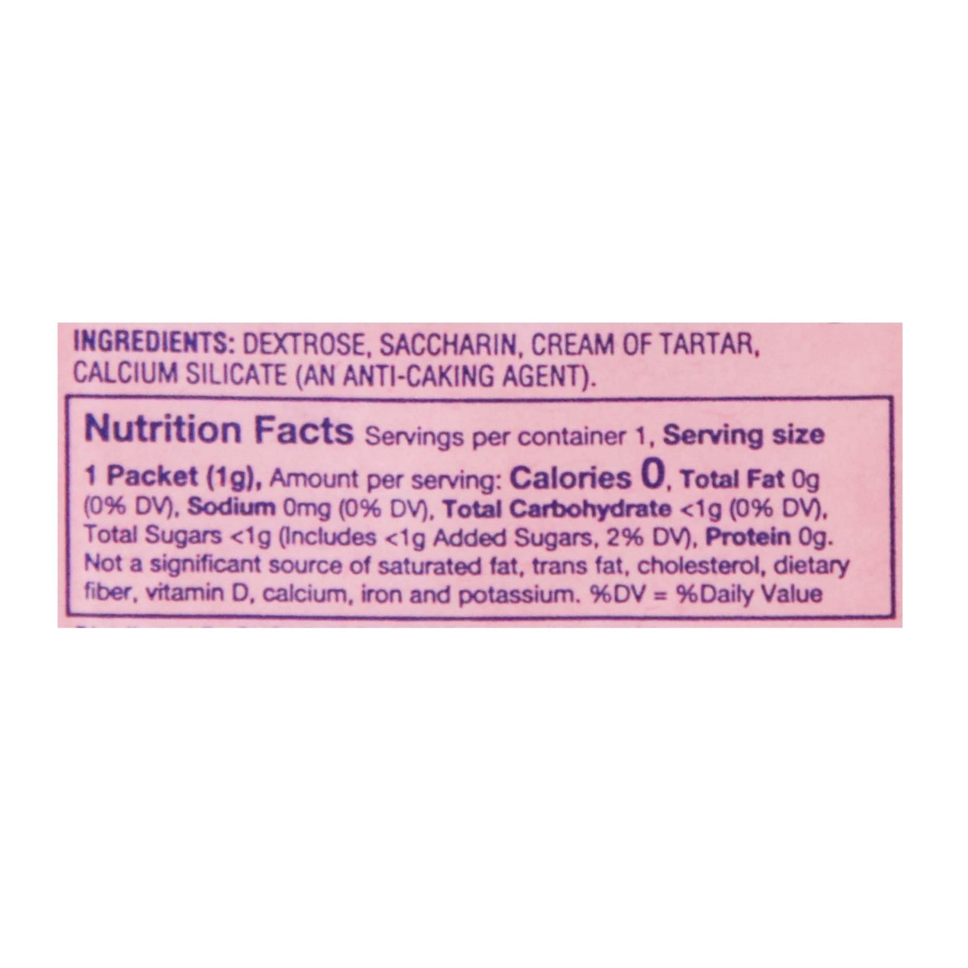 Sugar Substitute Pink Packets