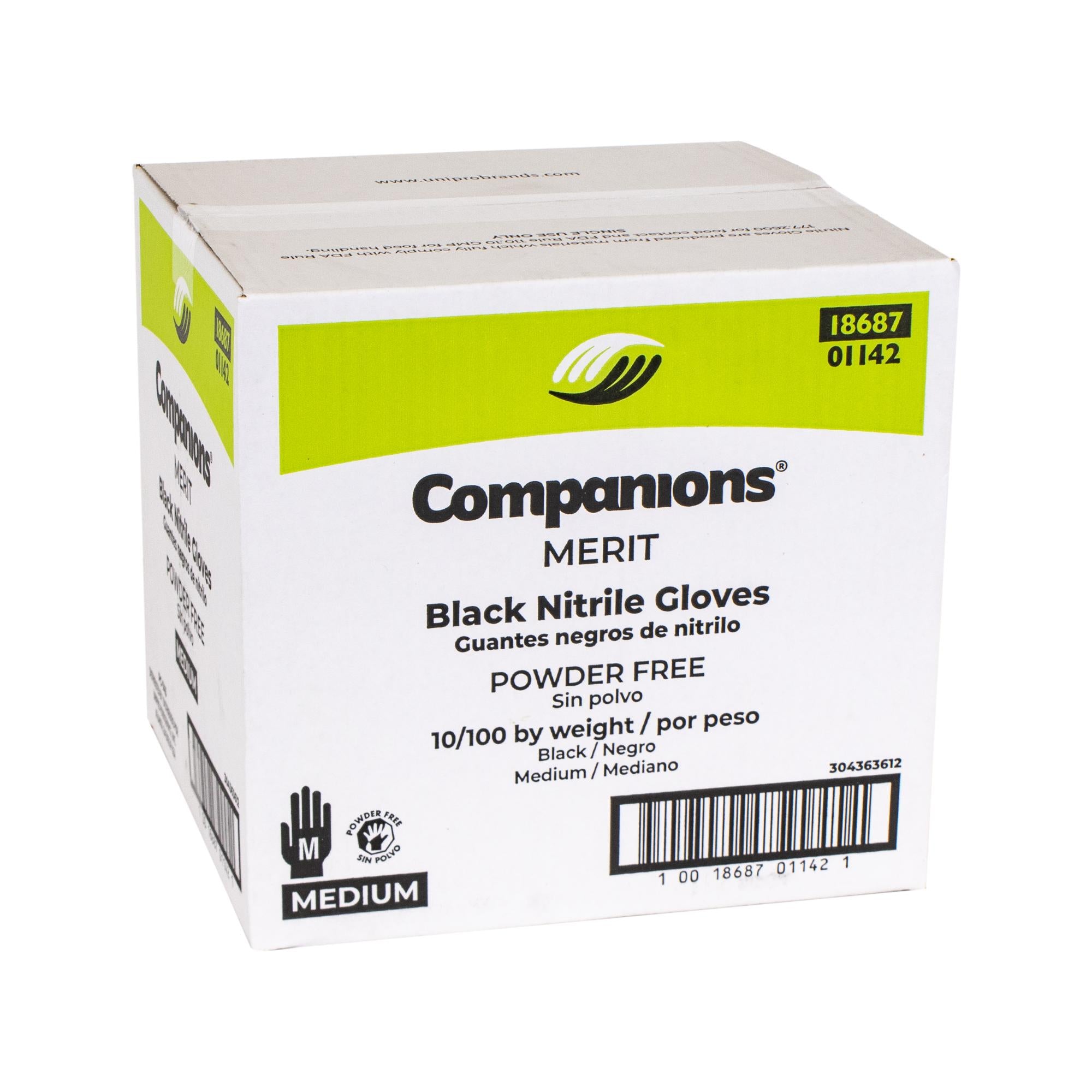 * Gloves Nitrile Black Powder Free Medium