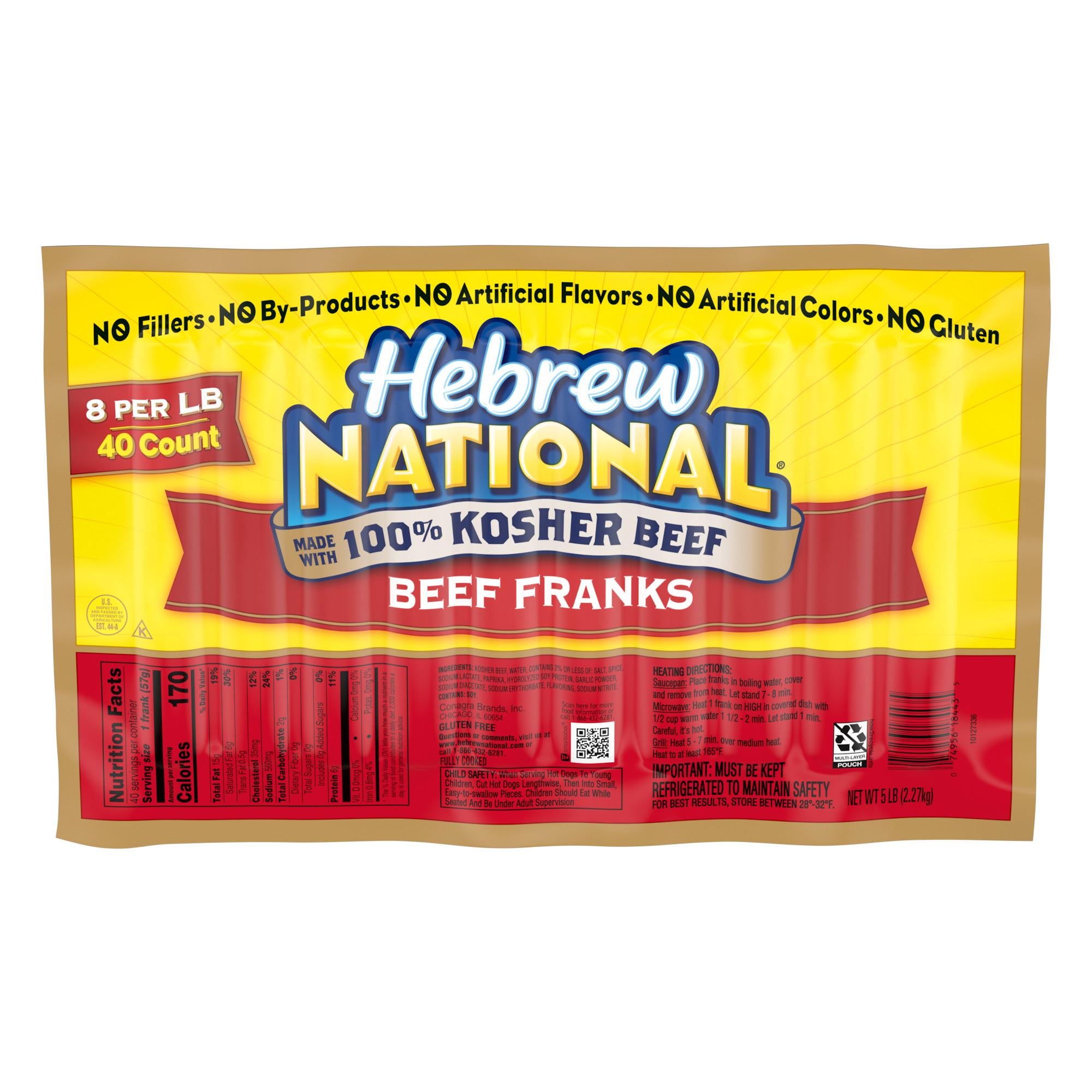Skinless Kosher Hot Dog 6 Inch 8:1