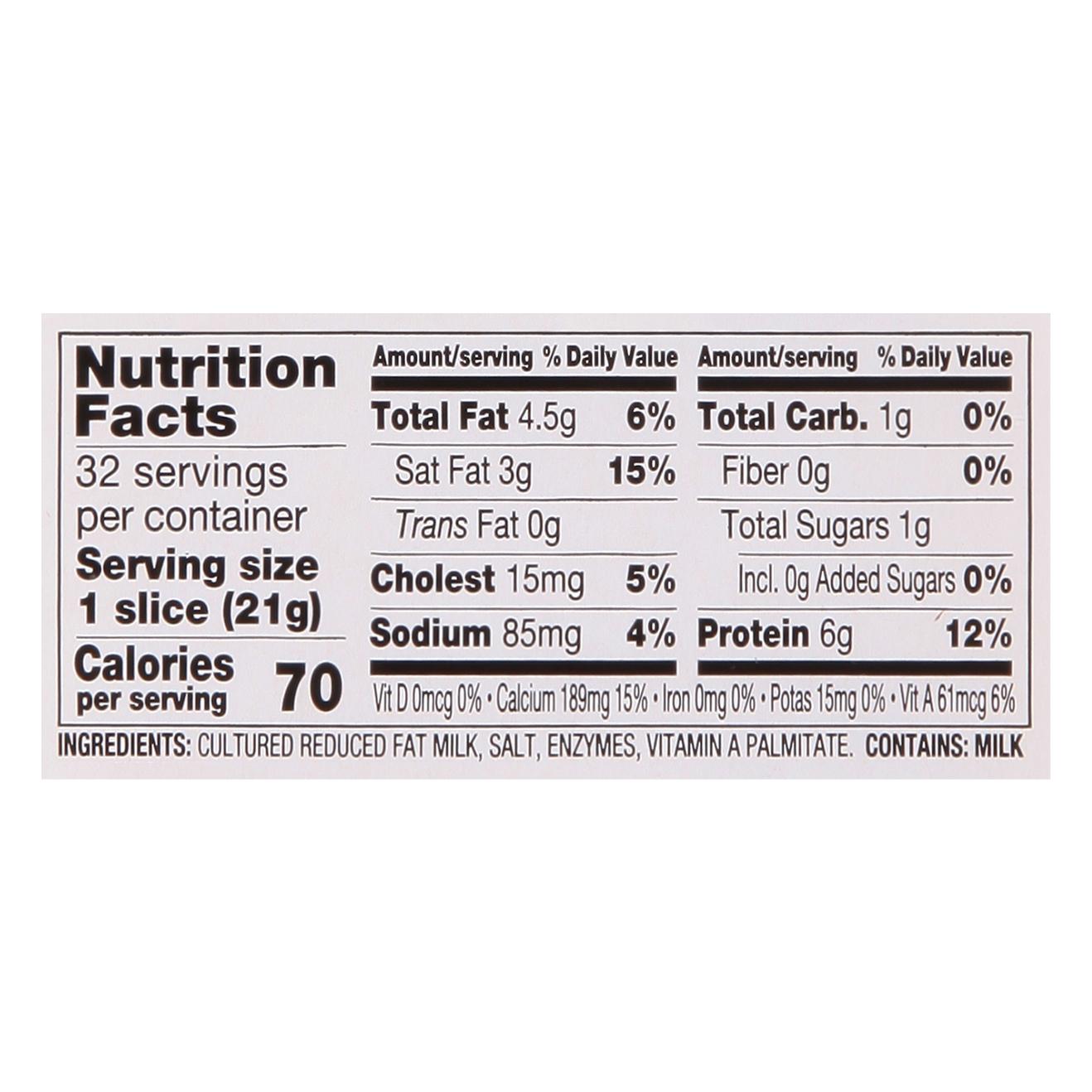 Reduced Fat Sliced Swiss Cheese