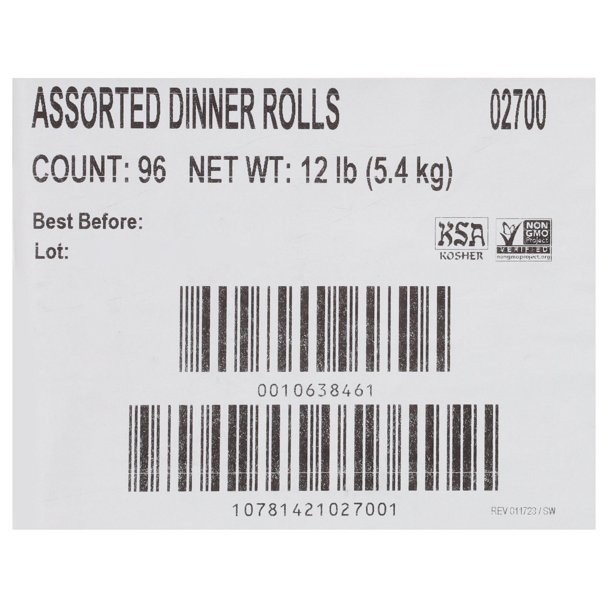 * Assorted Dinner Rolls 1.5oz