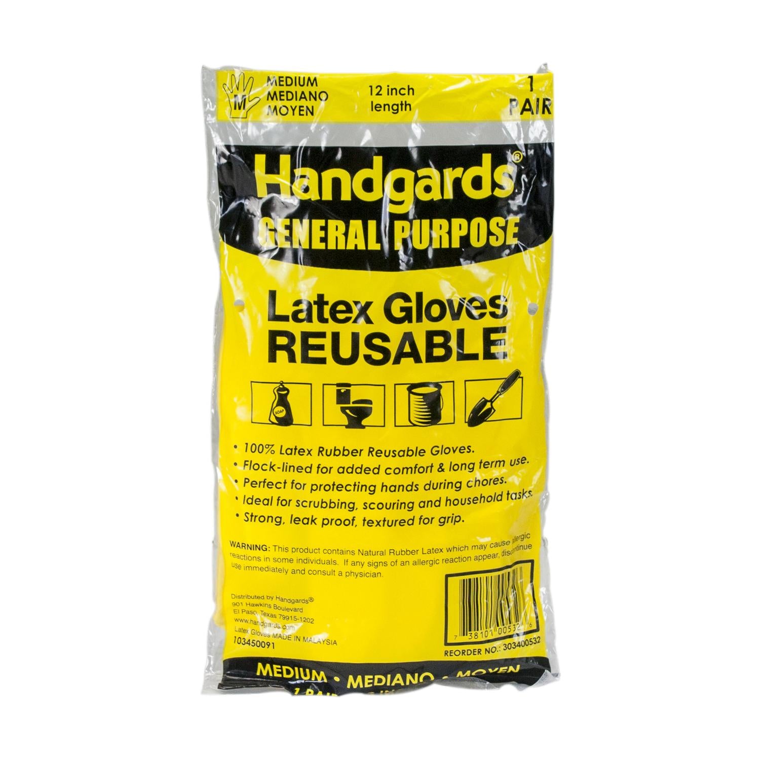 Gloves Yellow Rubber Medium
