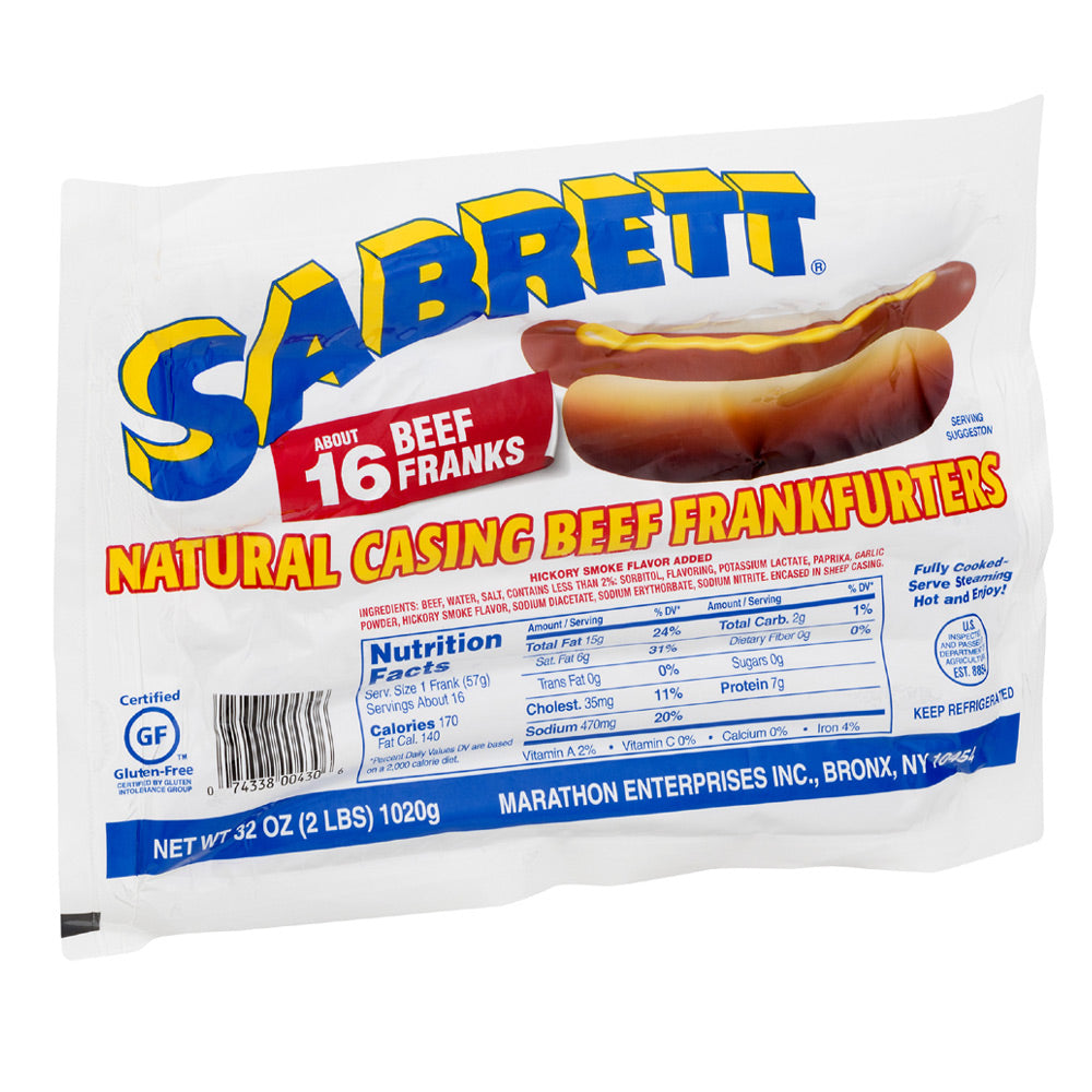 * Natural Casing Beef Franks Hot Dogs 8:1