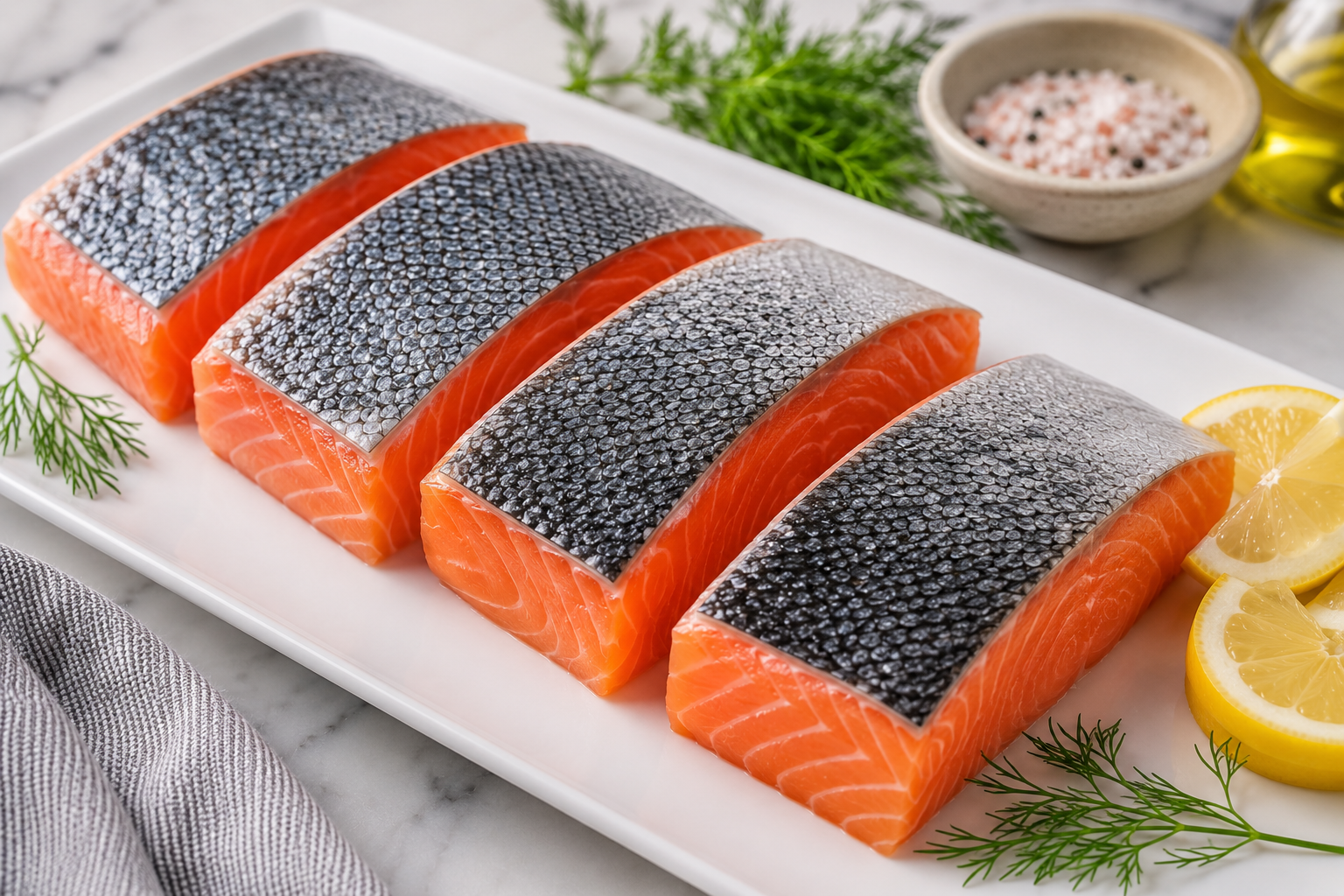 6oz LONG CUT Salmon Portions Skin OFF