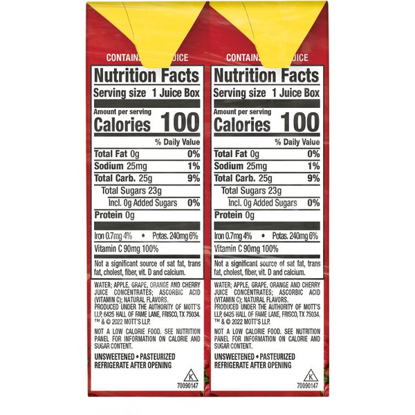 * 100% Fruit Punch Brick Pack 6.75oz