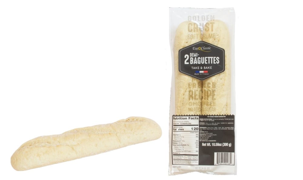Authentic French Baguette Half Loaf 2 Pack