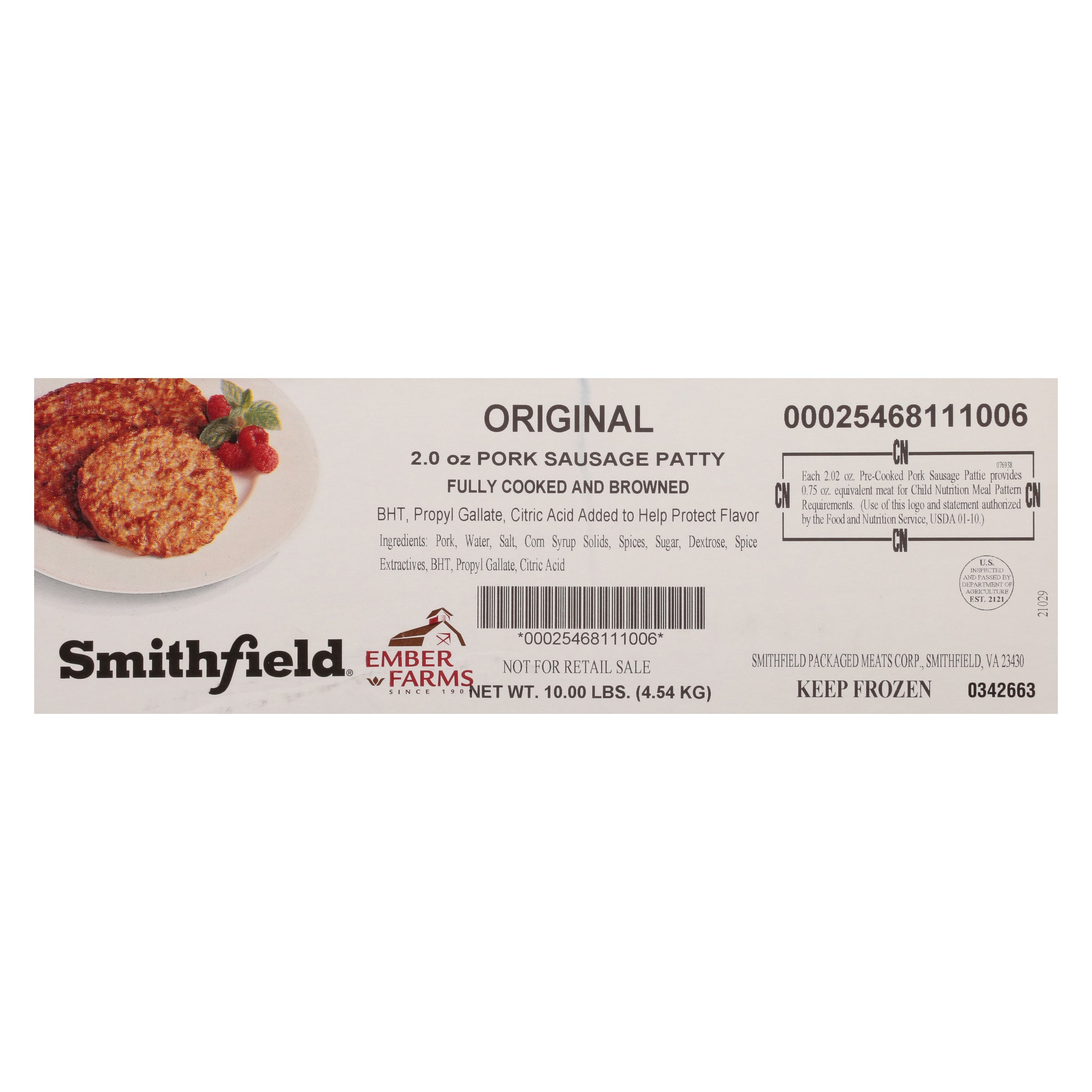 * 2oz Pork Sausage Patties