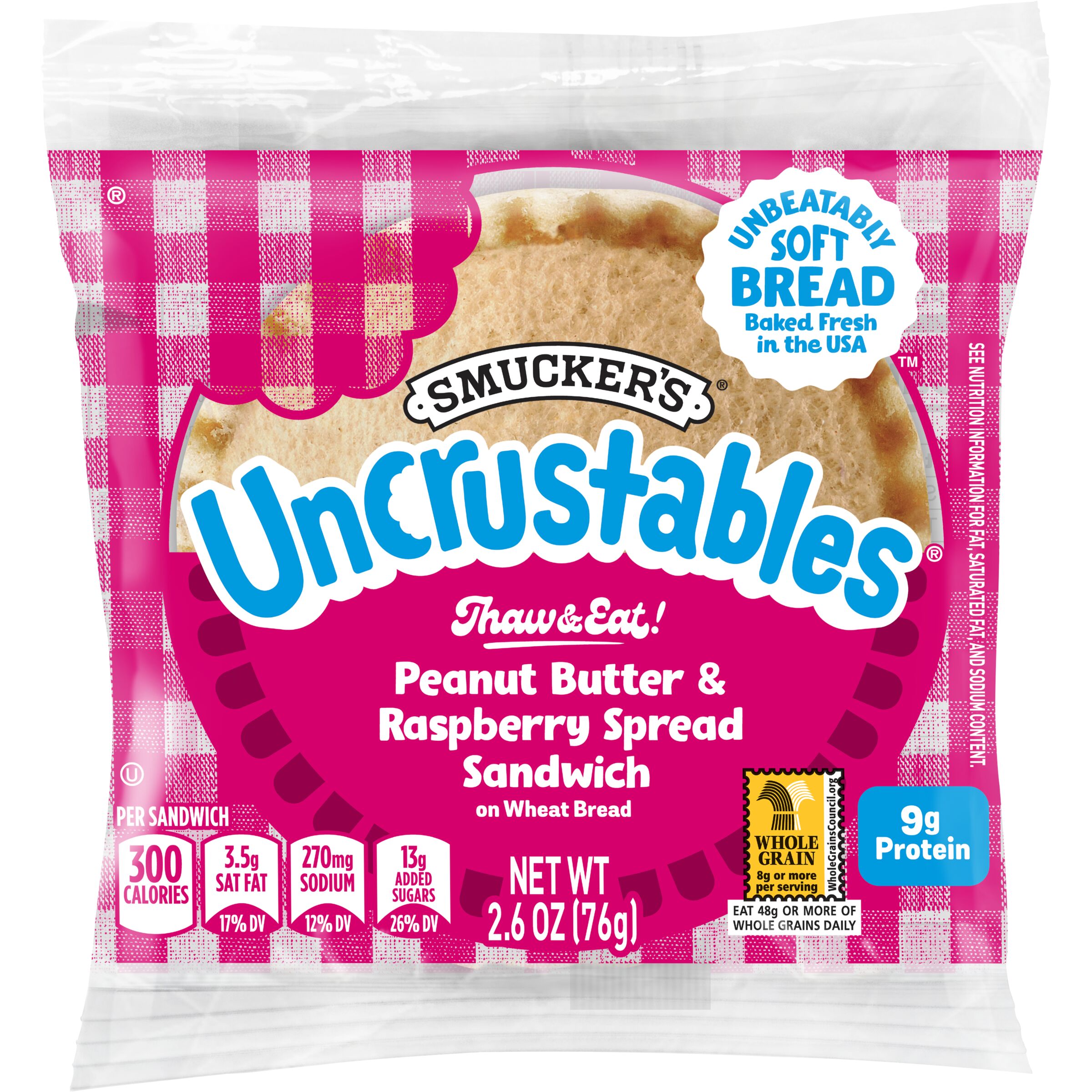 Uncrustable PB & Raspberry Jam Sandwich