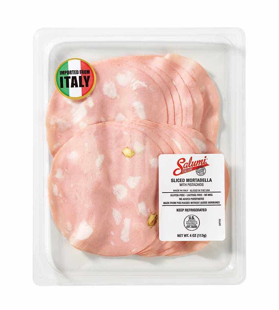 Mortadella With Pistachios Sliced