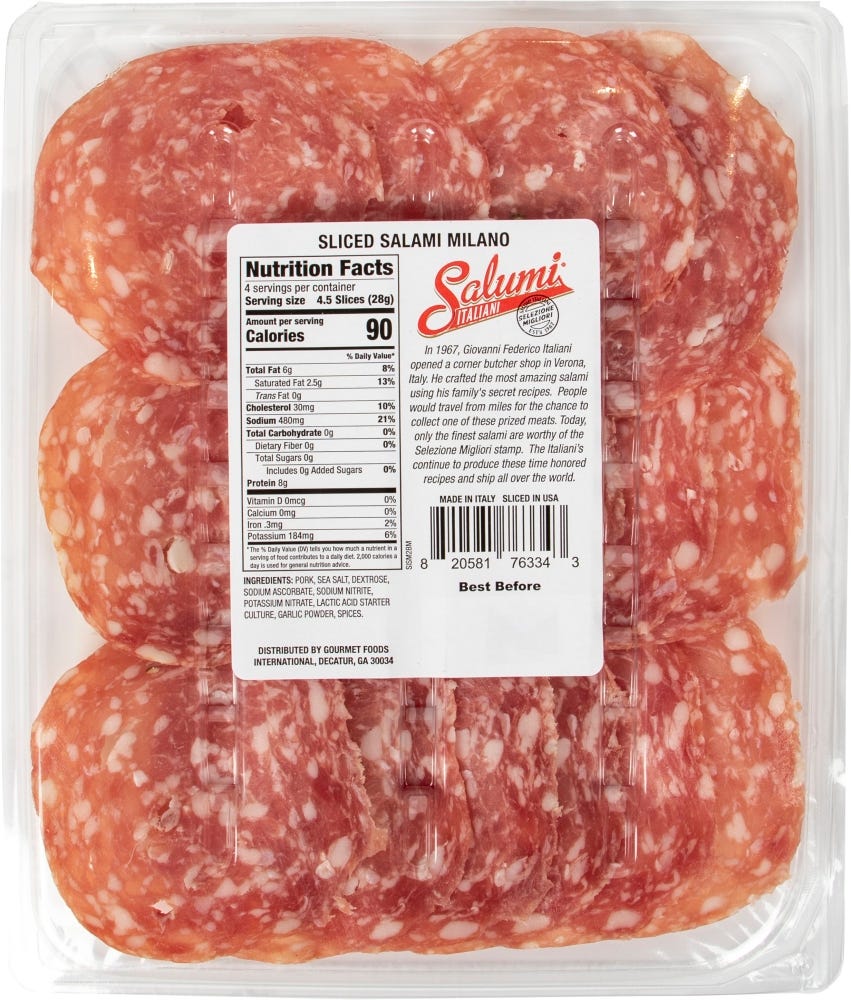 Milano Salami Sliced