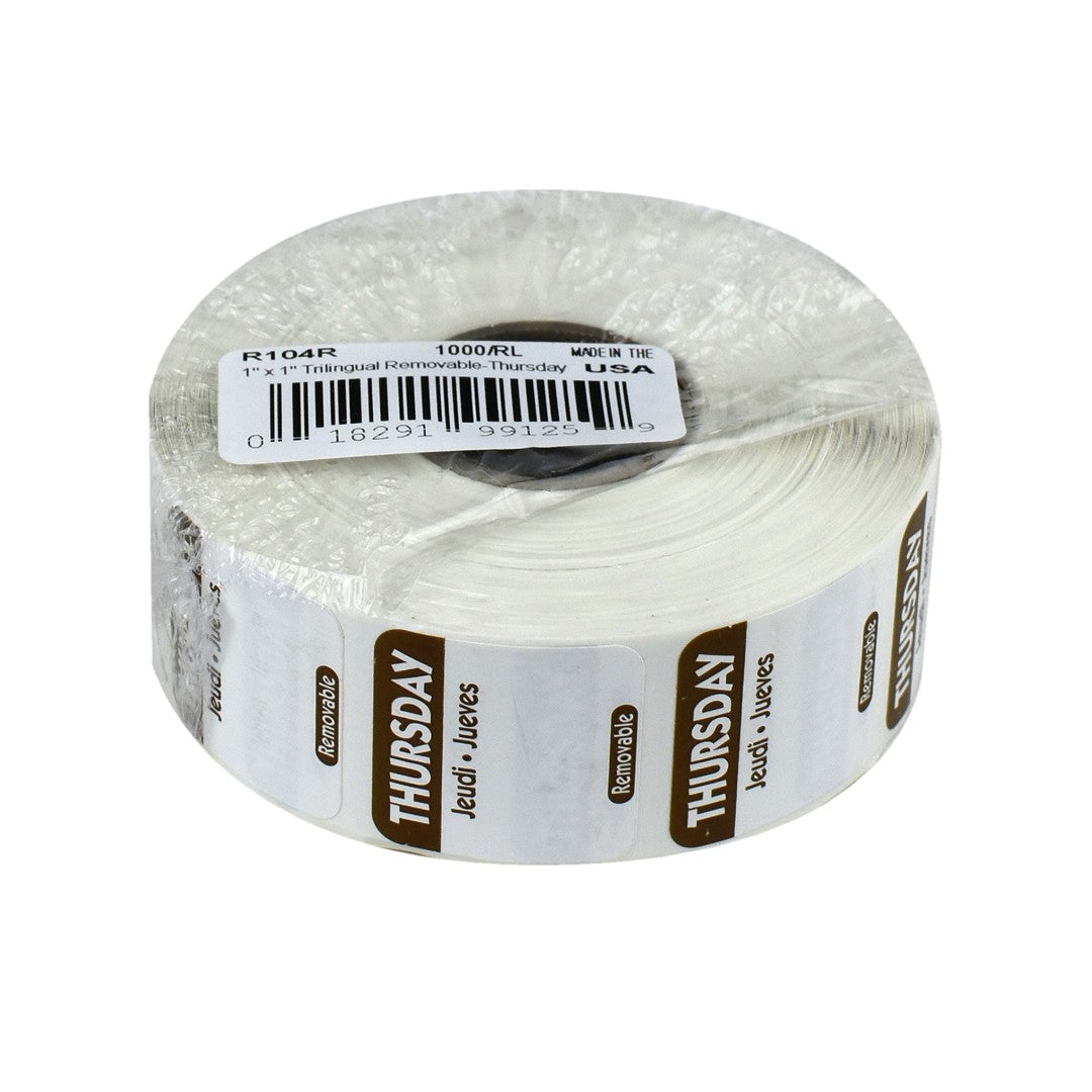 Thursday 1 Inch Removable Labels