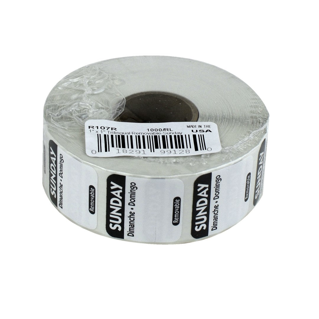 Sunday 1 Inch Removable Labels
