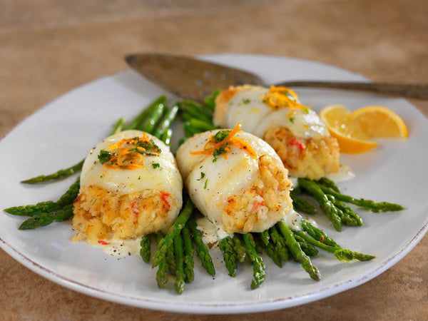 * Sole Rolled with Scallops & Crabmeat Stuffing