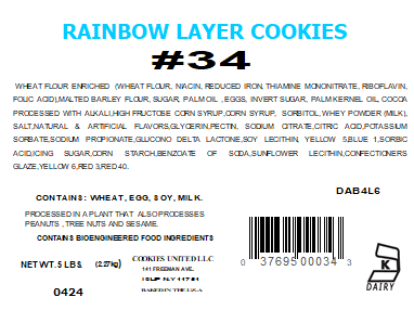 Layered Rainbow Cookie (Sliced)