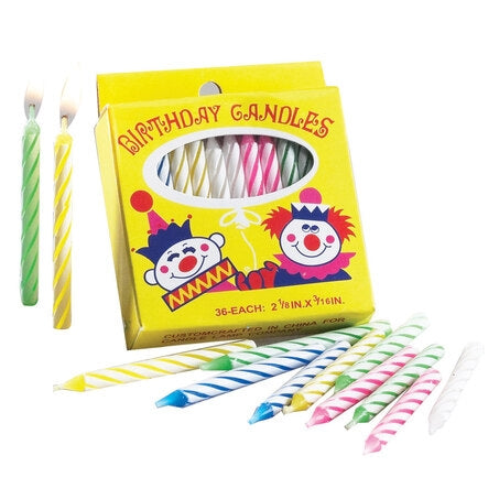 Birthday Candle Assorted Colors Spiraled