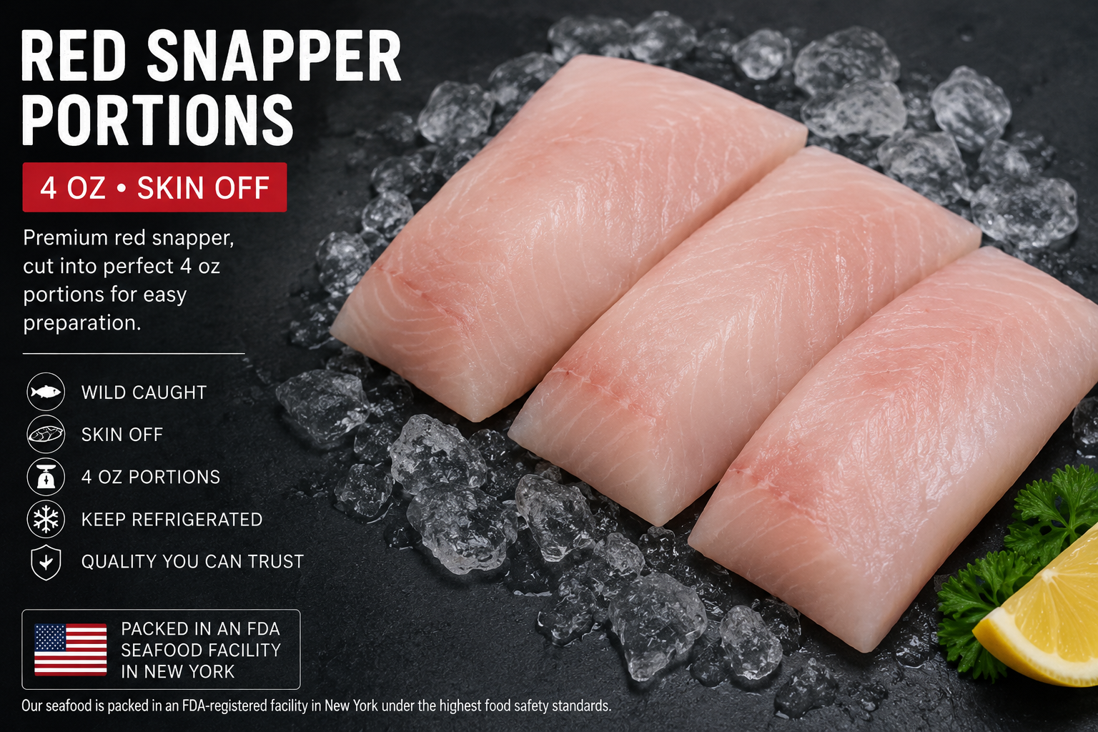 Red Snapper Portions 4oz Skin Off