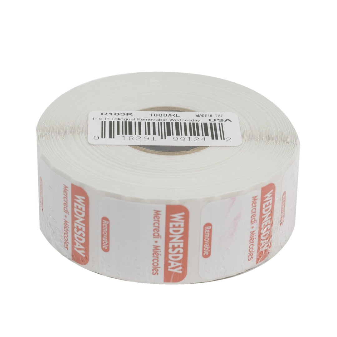 Wednesday 1 Inch Removable Labels