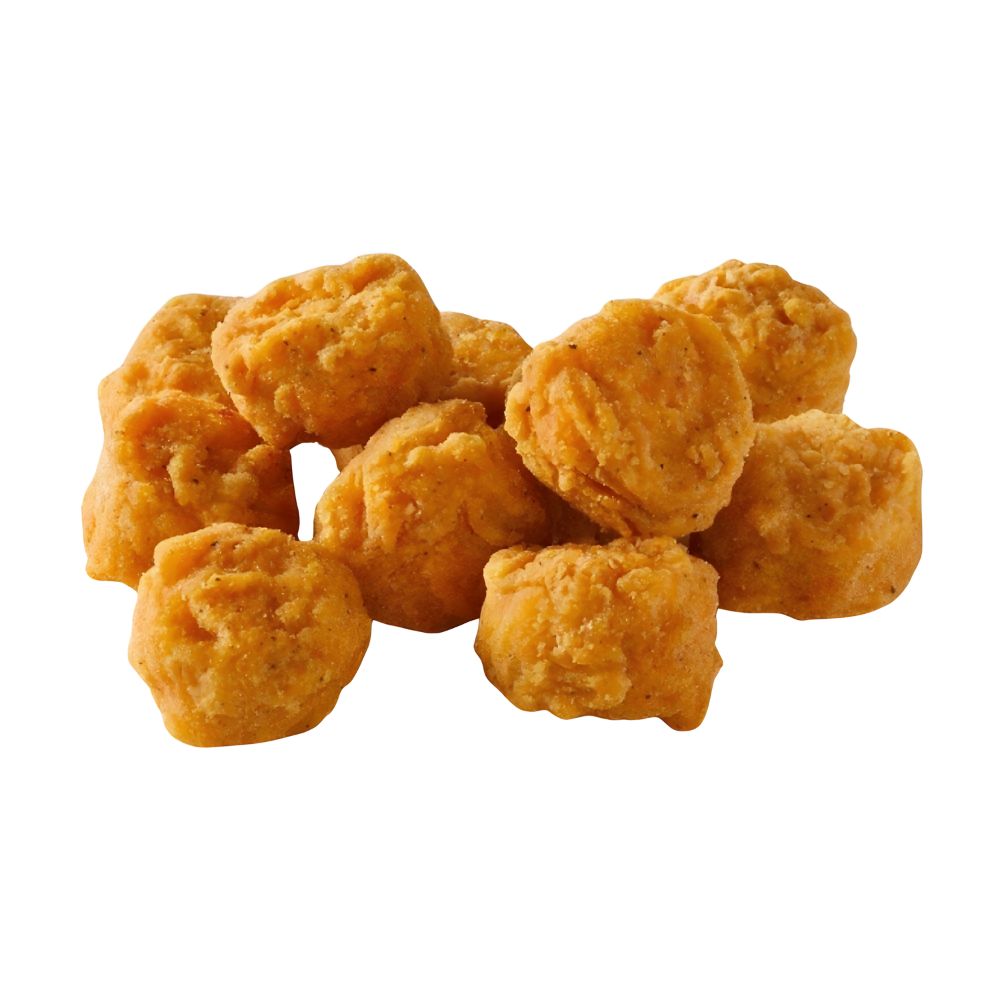 Cooked Whole Grain Breaded Chicken Poppers