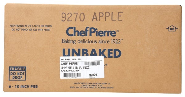 * 10in Unbaked Apple Pie