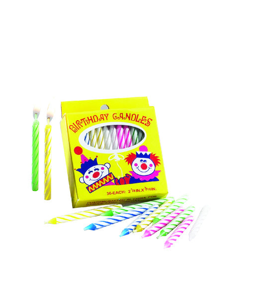 Birthday Candle Assorted Colors Spiraled