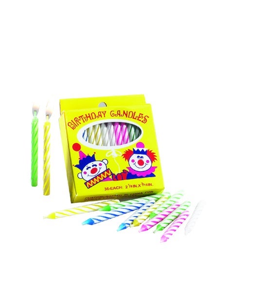 Birthday Candle Assorted Colors Spiraled