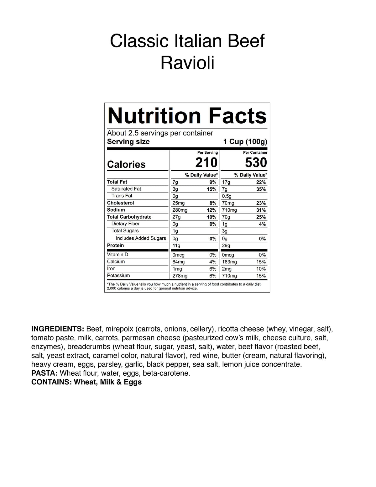 Nuovo Classic Italian Beef Ravioli