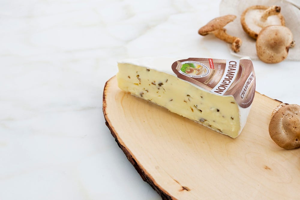Mushroom Brie Wedge Hand Wrapped