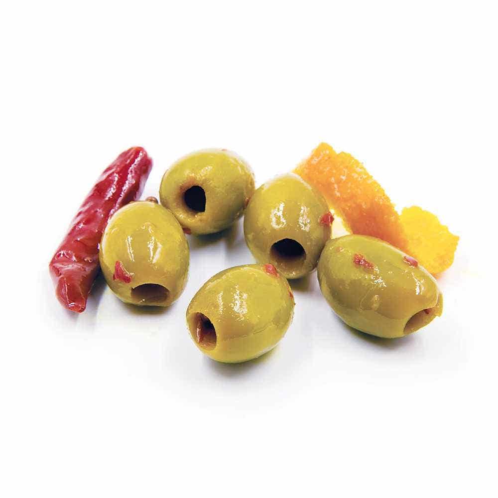 Tangerine & Chili Marinated Green Olives