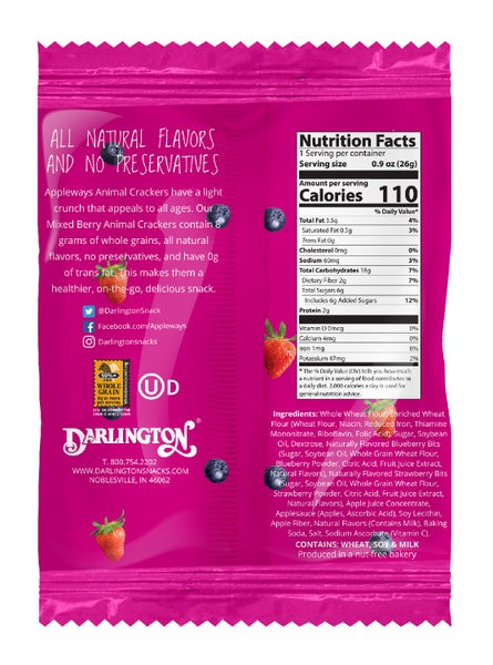 Individually Wrapped Mixed Berry Animal Cracker