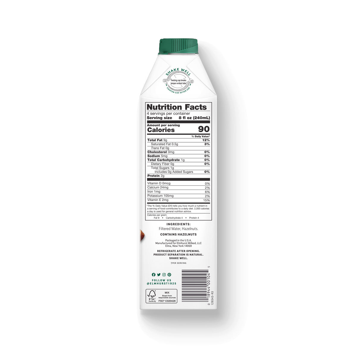 Unsweetened Hazelnut Milk