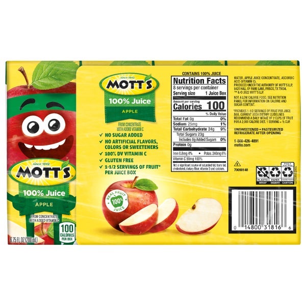 * Apple Juice Brick Pack 6.75oz