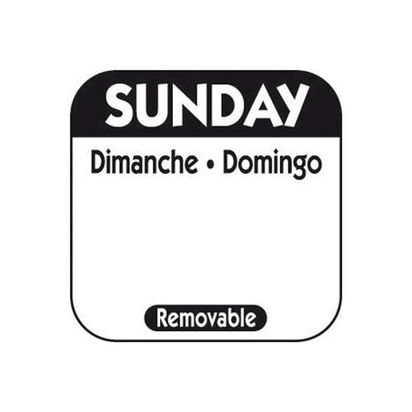Sunday 1 Inch Removable Labels