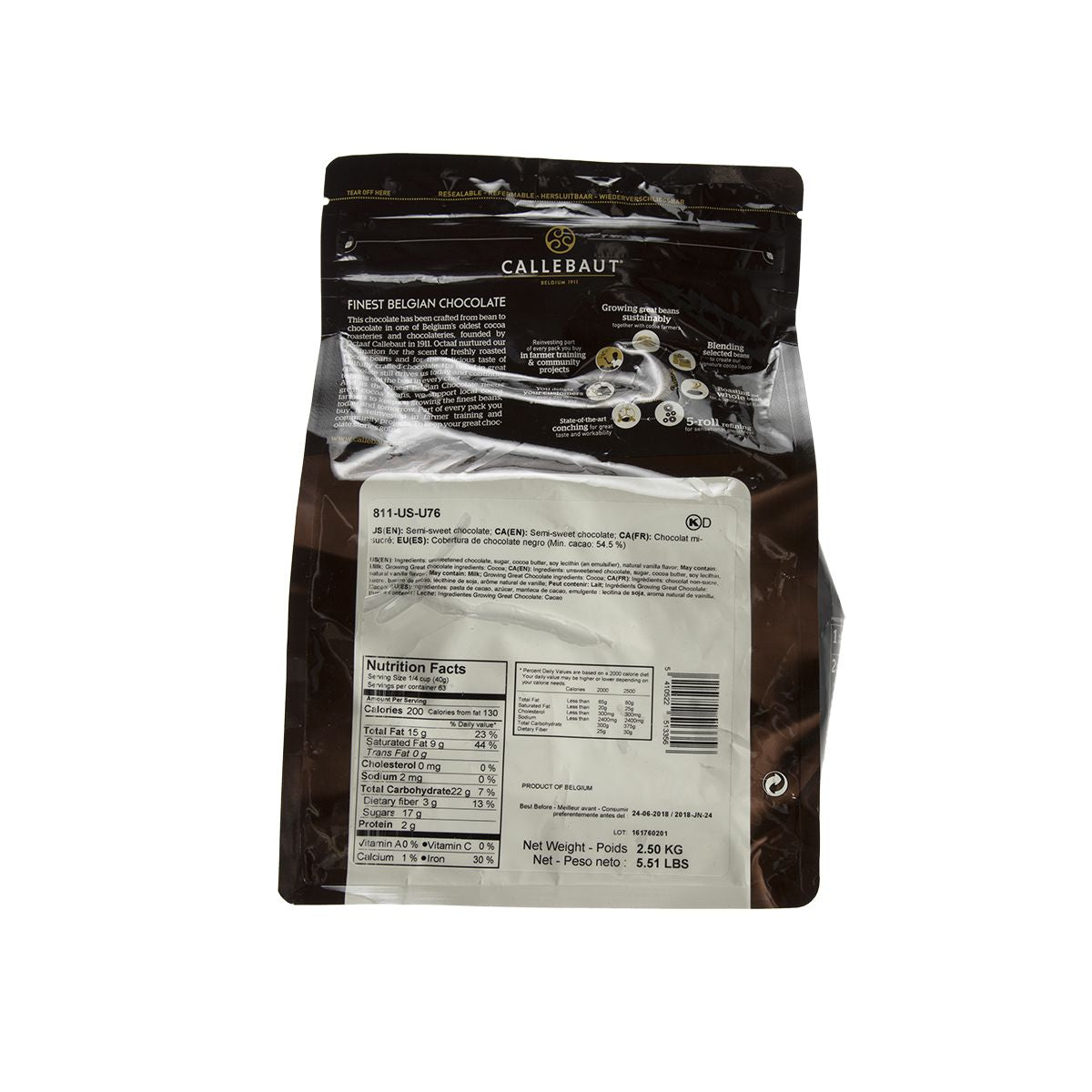 54.5% Dark Chocolate Couvertures Recipe 811