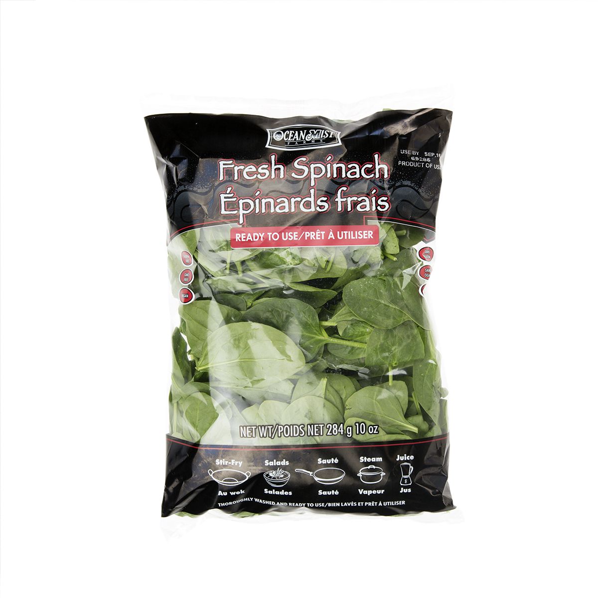 Washed Flat-Leaf Spinach