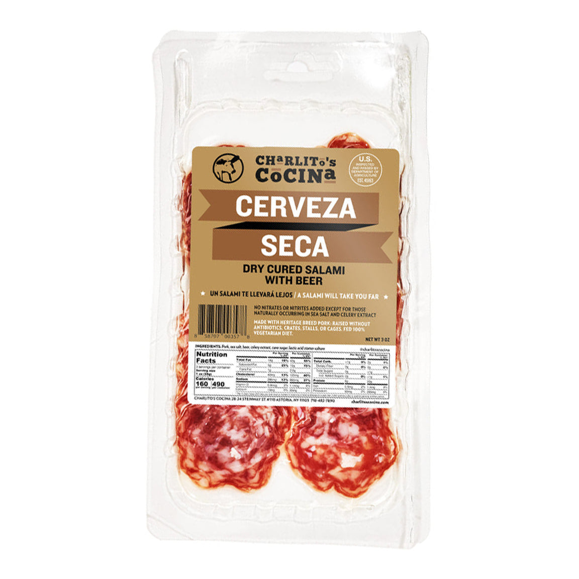 Charlito Cocina Cerveza Seca Sliced Salami