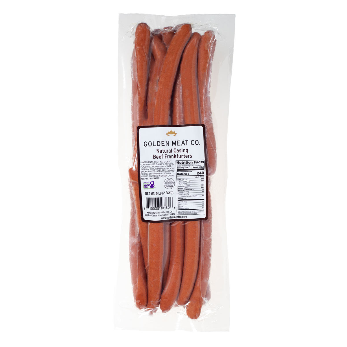 Natural Casing Beef Hot Dog Thin 6/1