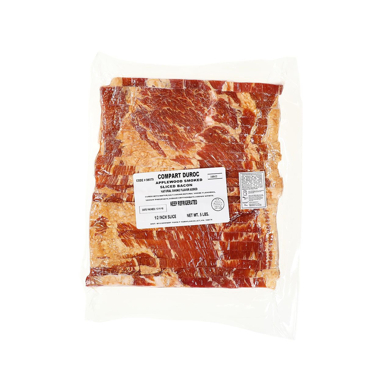 1/2 Thick Sliced Applewood Bacon 4-1 CT