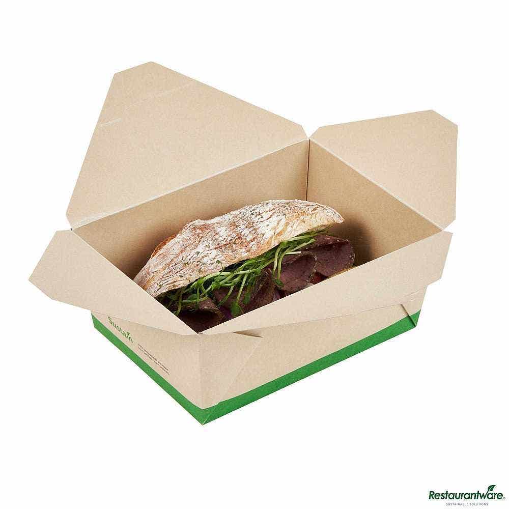 Sustain 98 oz Rectangle Bamboo Paper #4 Bio Box Take Out Container