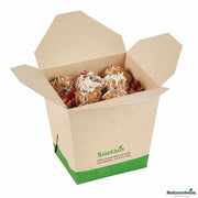 Sustain 26 oz Square Bamboo Paper Noodle Take Out Container