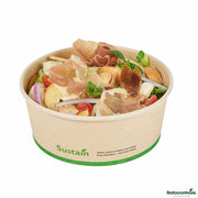 Sustain 25 oz Round Bamboo Paper Salad Container